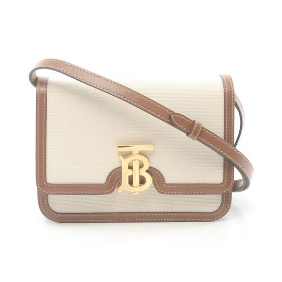 Burberry TB Logo Shoulder Bag Canvas Leather White - Picture 1 of 9